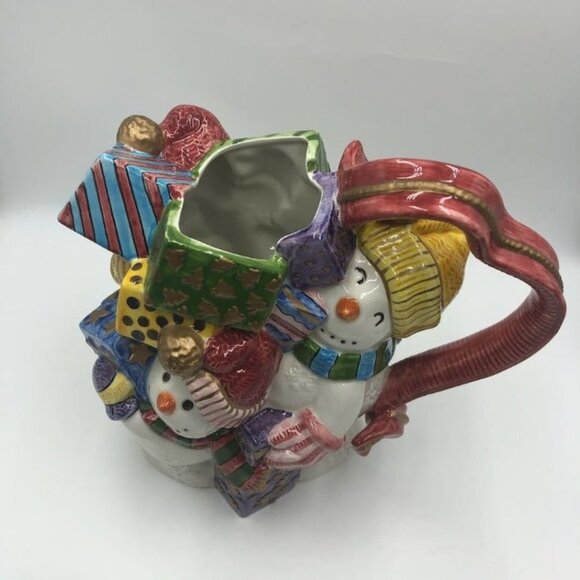 Vintage Fitz & Floyd Discontinued Snowman Christmas Ceramic Pitcher - Picture 7 of 14